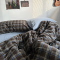 vintage checkered plaid dark academia aesthetic bedding duvet cover set