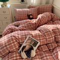 vintage pastel plaid pattern print aesthetic bedding duvet cover set 