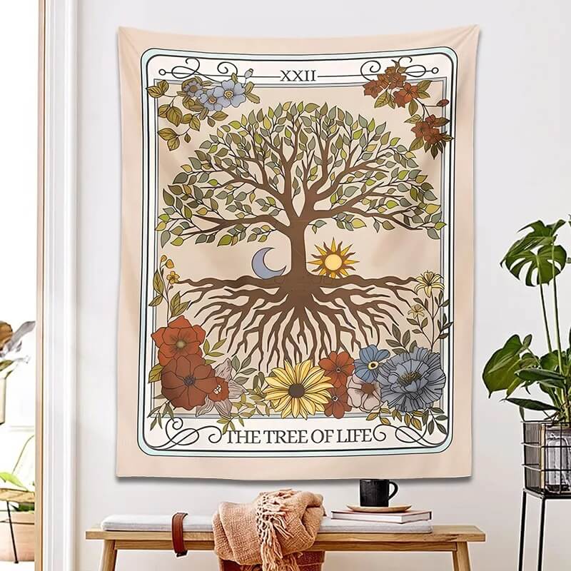 vintage aesthetic tree of life tarot wall hanging tapestry roomtery