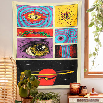 vintage psychedelic print wall hanging aesthetic tapestry roomtery