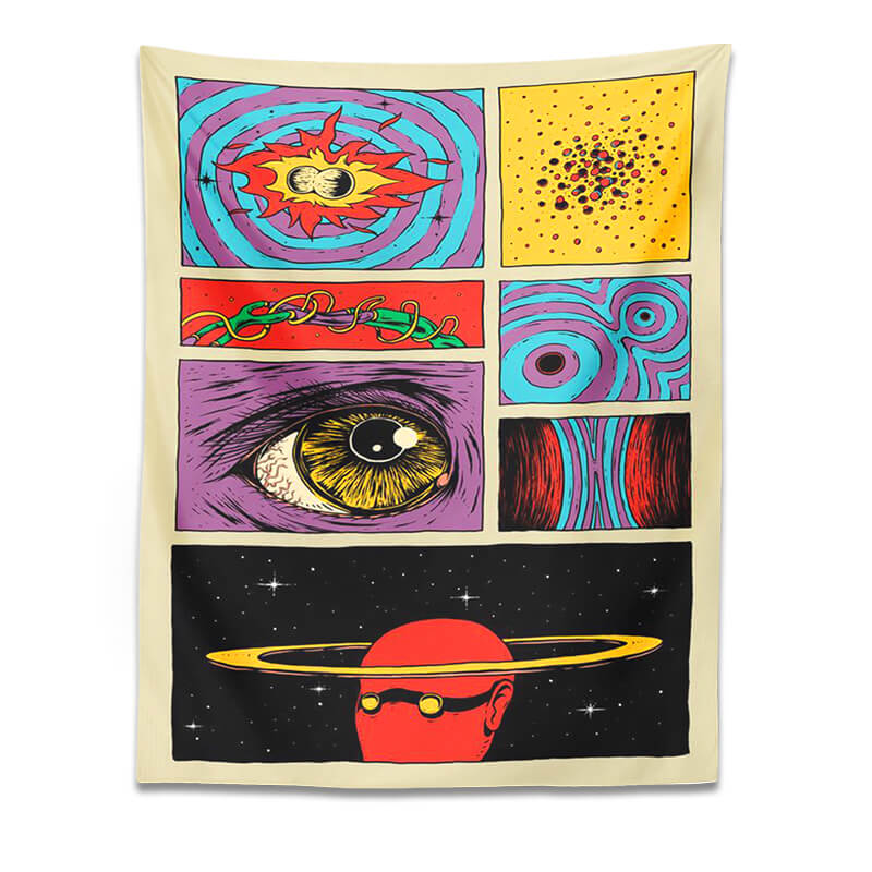 vintage psychedelic print wall hanging aesthetic tapestry roomtery