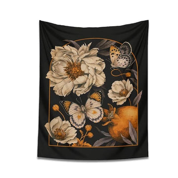 vintage white night flower aesthetic wall hanging tapestry roomtery