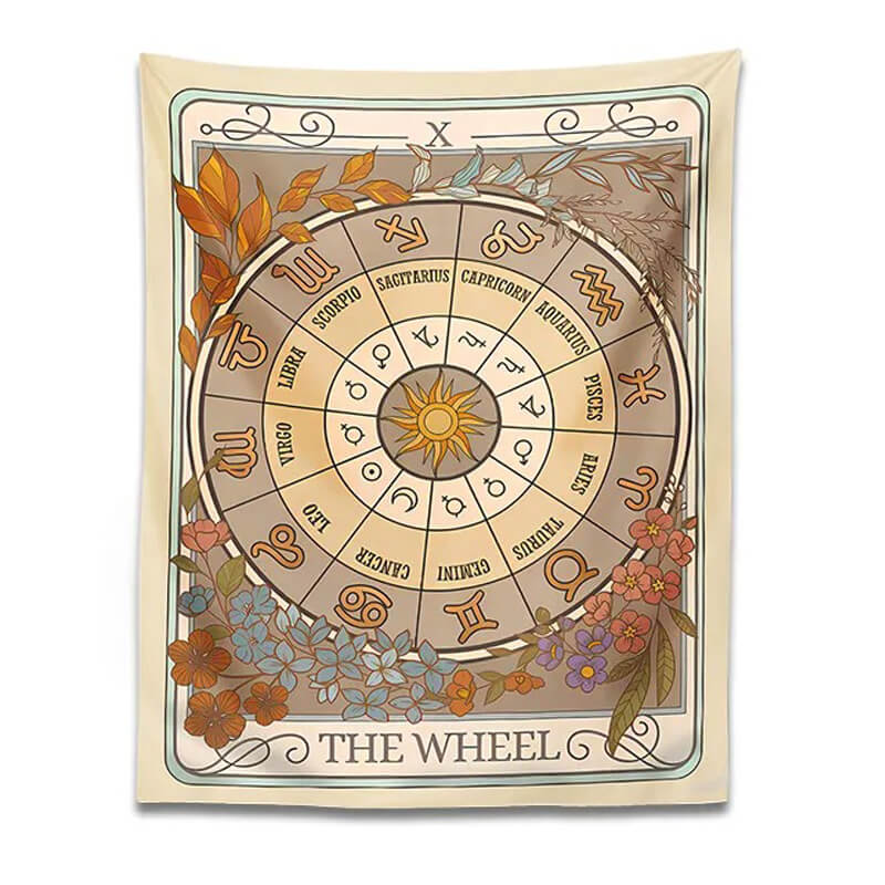 zodiac wheel vintage tarot tapestry roomtery