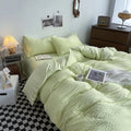 cute waffle stripes textured aesthetic bedding duvet cover set 