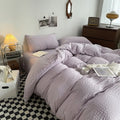 cute waffle stripes textured aesthetic bedding duvet cover set 