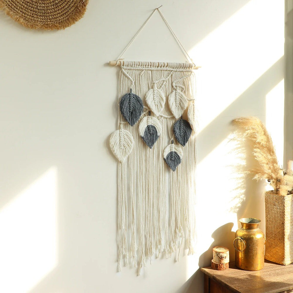 Boho Aesthetic Macrame Leaves Wall Hanging - Shop Online on roomtery