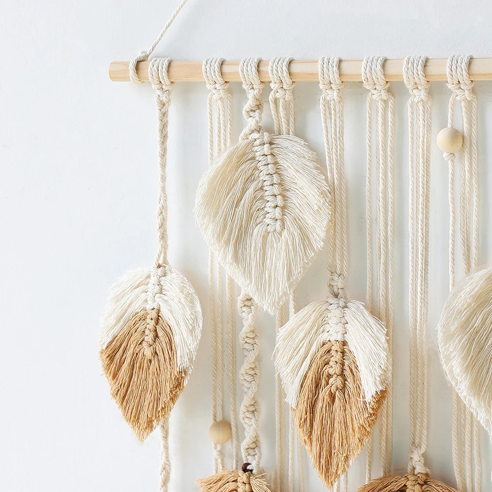 Boho Aesthetic Macrame Leaves Wall Hanging - Shop Online on roomtery
