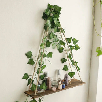 wall hanging decorative shelf for crystals with ivy vines and leds roomtery aesthetic room decor