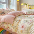 Watercolor Flowers Print Textured Bedding Set