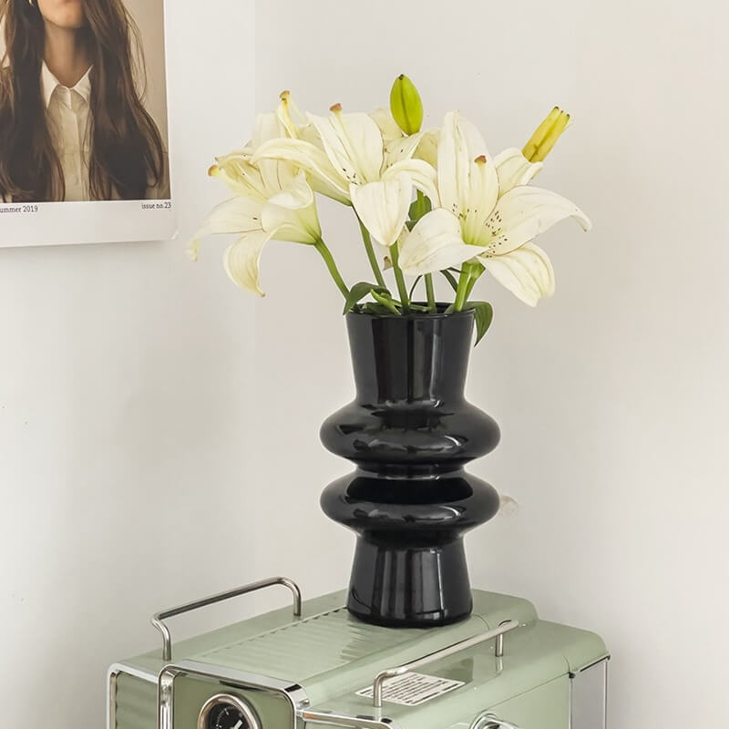 vintage wavy shaped glass flower vase aesthetic decor roomtery