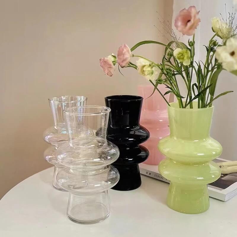 vintage wavy shaped glass flower vase aesthetic decor roomtery