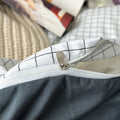 white minimalist grid check print aesthetic duvet cover bedding set
