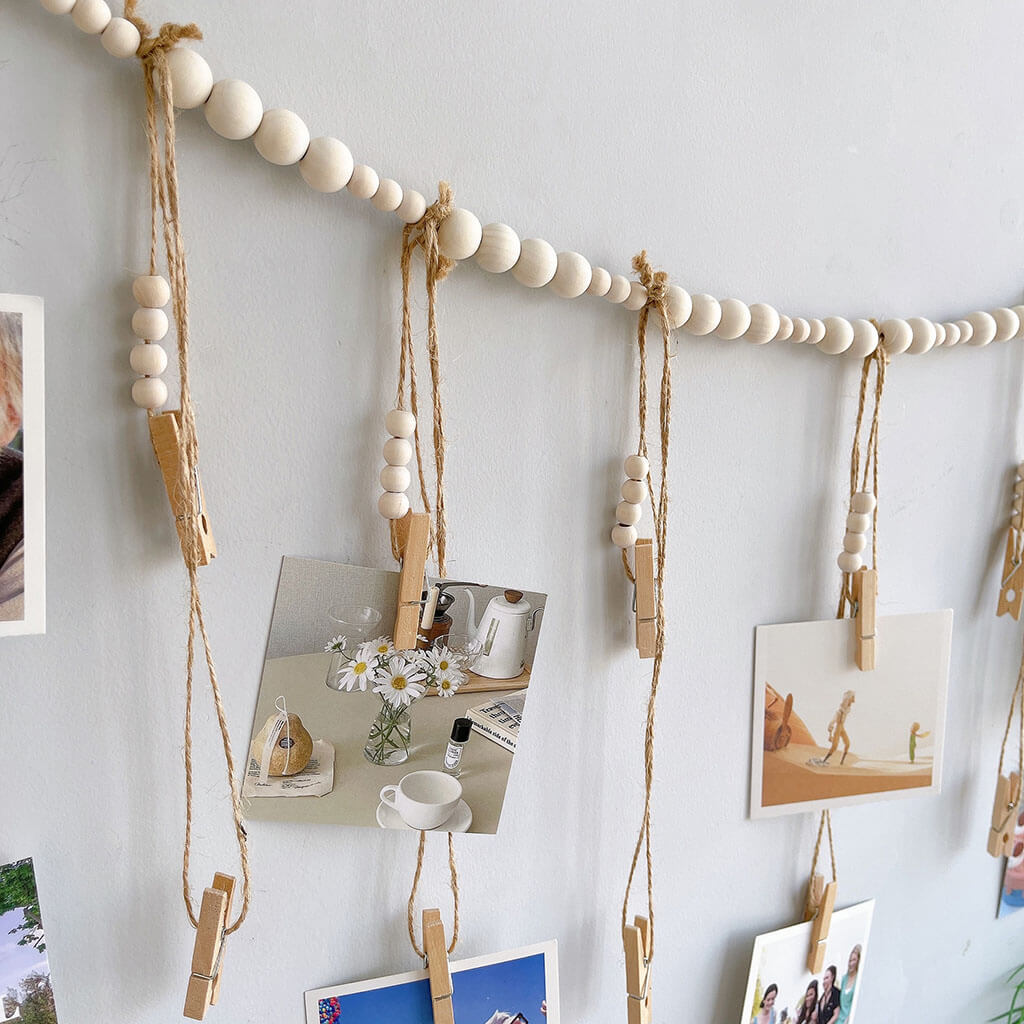 wooden beads photo display