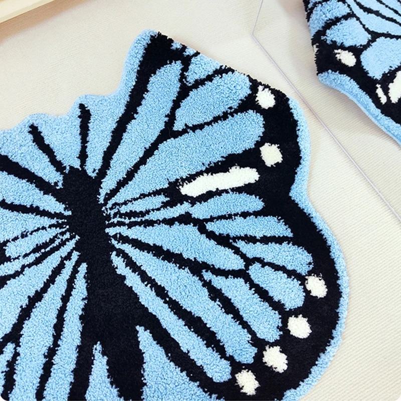 y2k aesthetic room decor blue butterfly throw accent rug roomtery