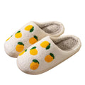 yellow lemons print soft plush texture aesthetic house slippers 