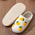 yellow lemons print soft plush texture aesthetic house slippers 