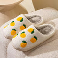 yellow lemons print soft plush texture aesthetic house slippers 