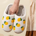 yellow lemons print soft plush texture aesthetic house slippers 