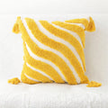 yellow groovy wavy striped tufted cushion cover 