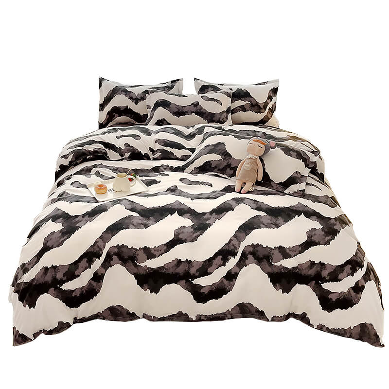 zebra art print aesthetic bedding set roomtery