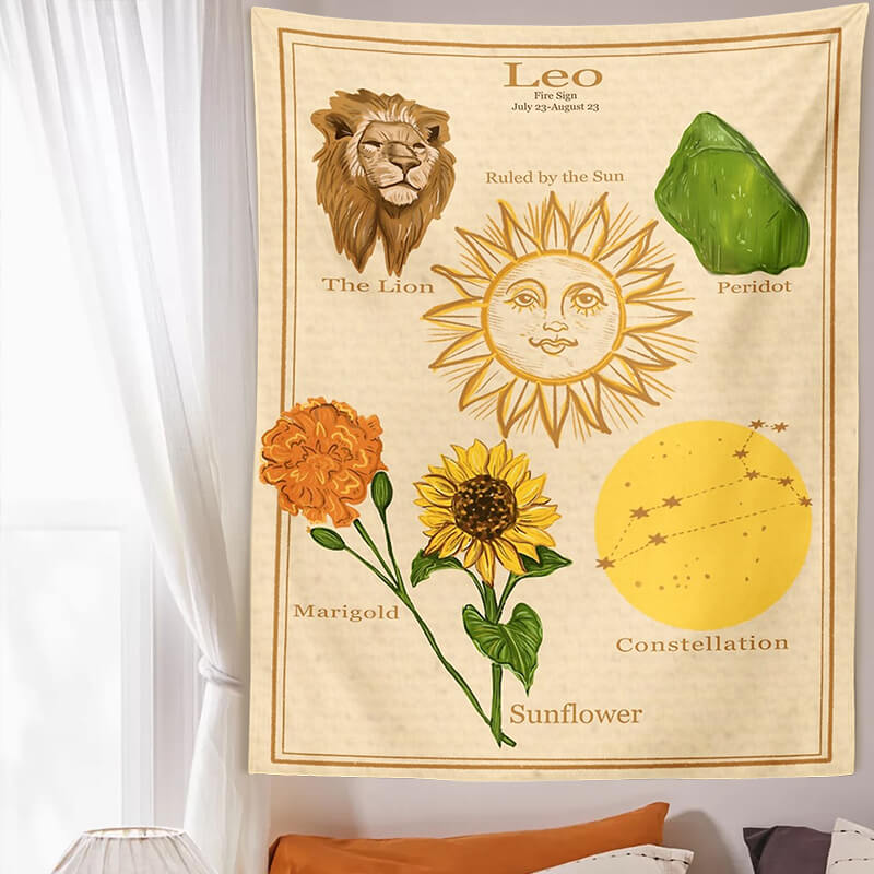 zodiac signs attributes wall hanging aesthetic tapestry roomtery