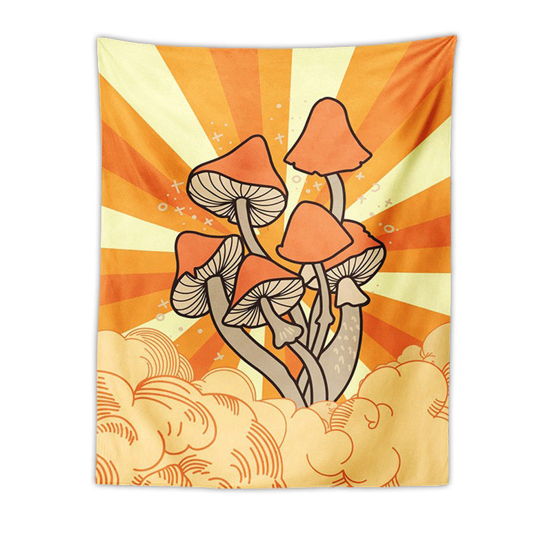 orange mushrooms growing out of clouds indie room aesthetic tapestry roomtery