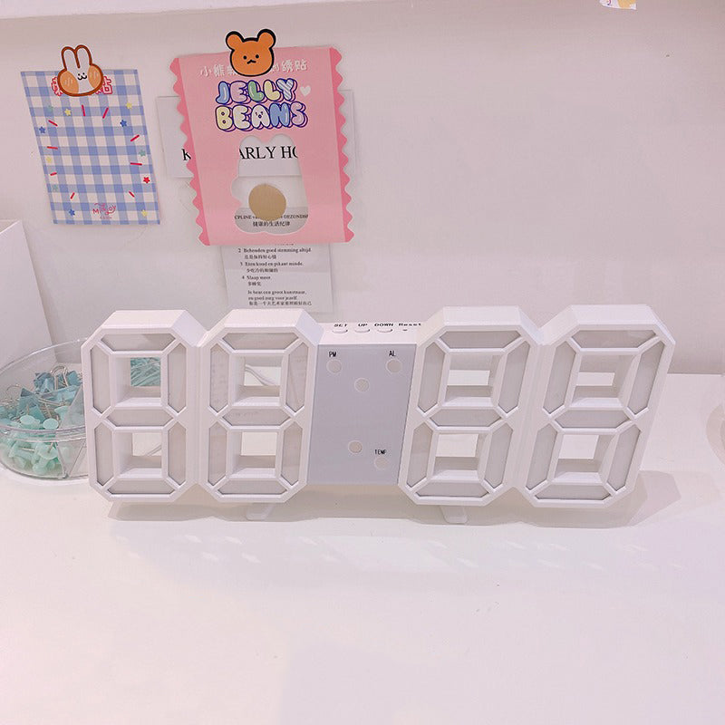 aesthetic desk decor white digital korean alarm clock