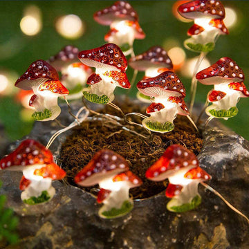 fly agaric red mushroom aesthetic fairy lights set fairycore aesthetic room decor roomtery