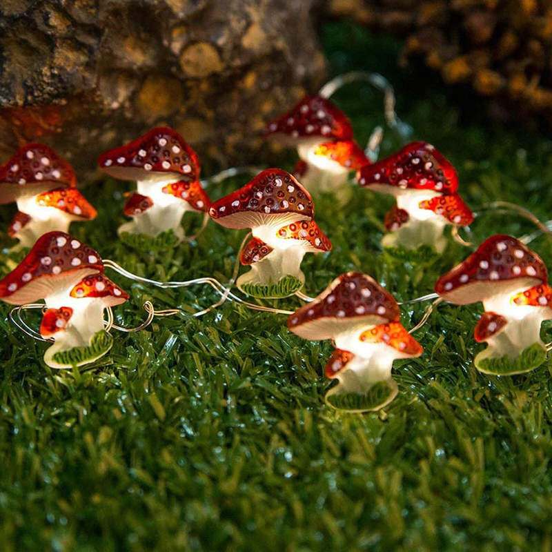 fly agaric red mushroom aesthetic fairy lights set fairycore aesthetic room decor roomtery