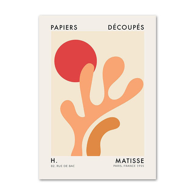 orange art hoe aesthetic matisse flower coral cut out wall art hanging painting aesthetic canvas posters roomtery
