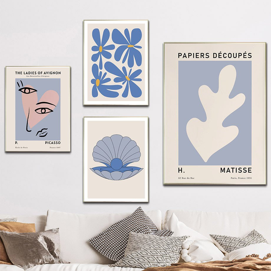 matisse blue color shades paintings wall art prints pictures aesthetic canvas posters roomtery