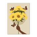 boho aesthetic women with sunflowers wall art illustrations gallery wall aesthetic posters roomtery