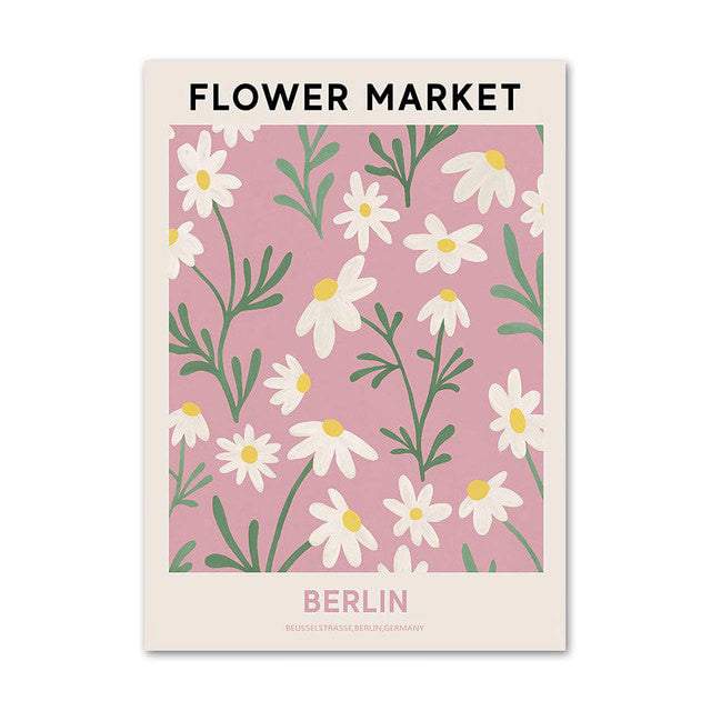 colorful abstract flower market vintage nordic aesthetic posters canvas wall art roomtery