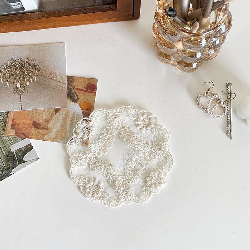 coquette aesthetic doily desk decor lace coaster roomtery