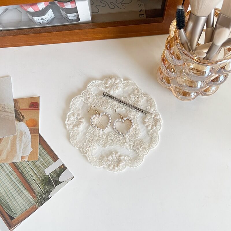 coquette aesthetic doily desk decor lace coaster roomtery