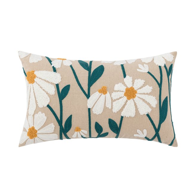 floral pattern yellowish sage green embroidered cushion cover room decor roomtery