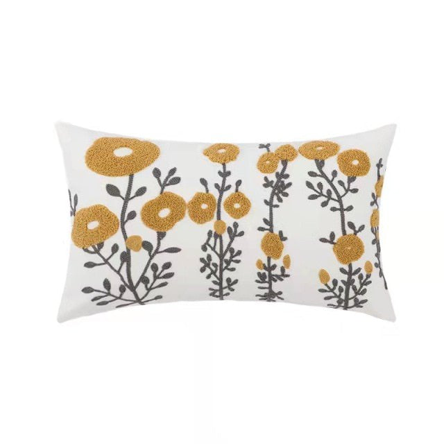 floral pattern yellowish sage green embroidered cushion cover room decor roomtery