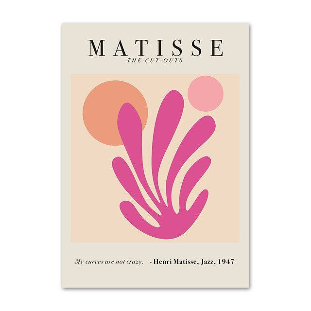 matisse cut outs art purple pink wall art canvas prints hanging decor aesthetic posters roomtery