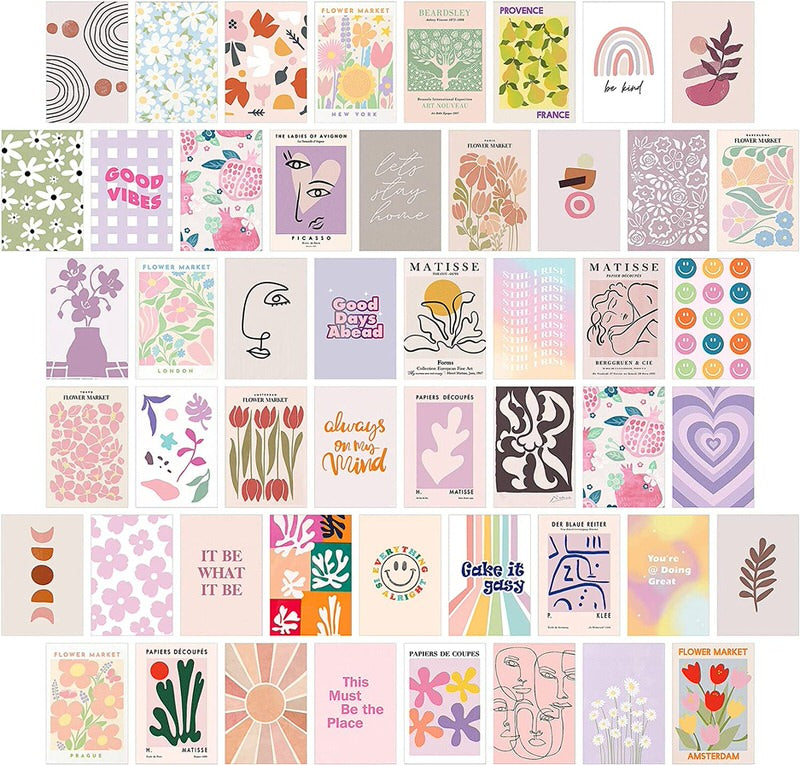 pastel art aesthetic wall collage kit poster cards roomtery