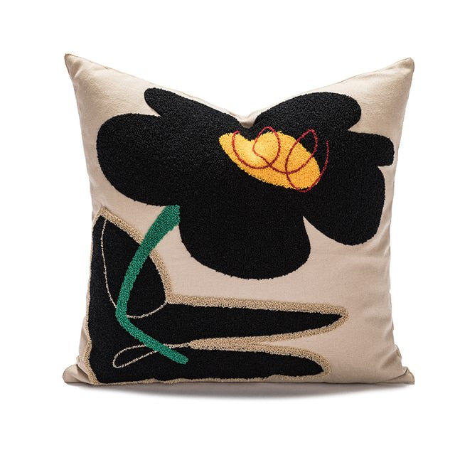 aesthetic cushion cover embroidered flower throw pillow room decor roomtery