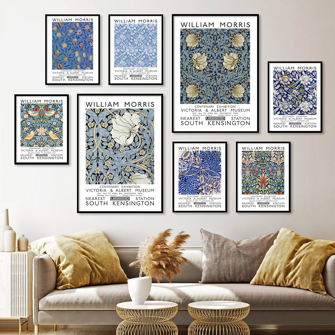 william morris blue floral wall art canvas nordic posters painting aesthetic posters prints roomtery