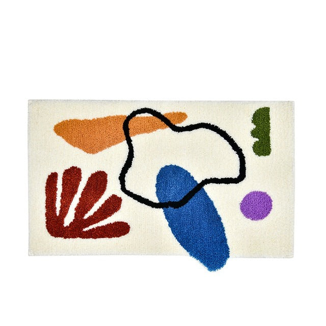 abstract shapes matisse cut outs fluffy accent rug roomtery