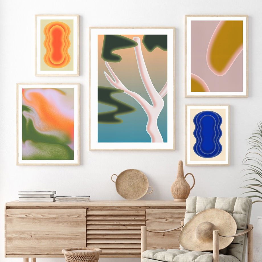 modern wavy abstract canvas wall art aesthetic posters roomtery