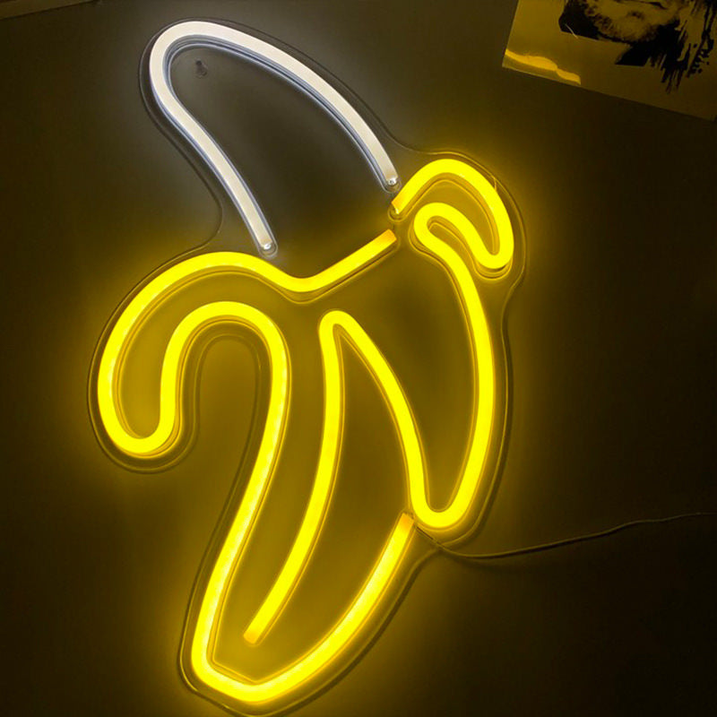 banana neon sign wall hanging decor roomtery