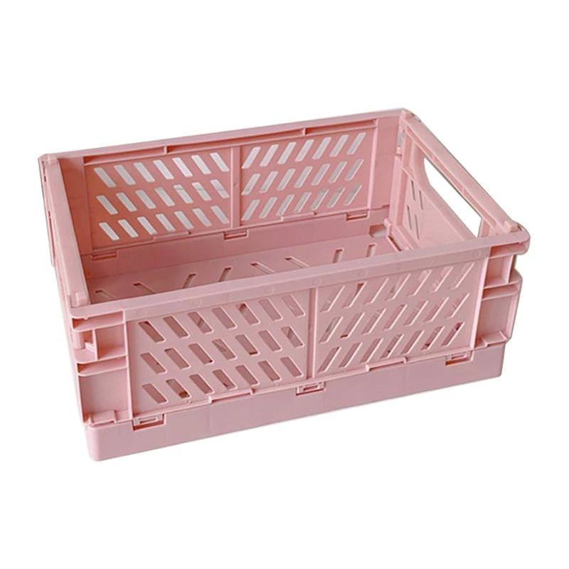6-Pack Small Pastel Crates, Mini Plastic Baskets for Shelf Storage  Organizing, Durable and Space Saving Stacking Folding Storage Baskets for  Home