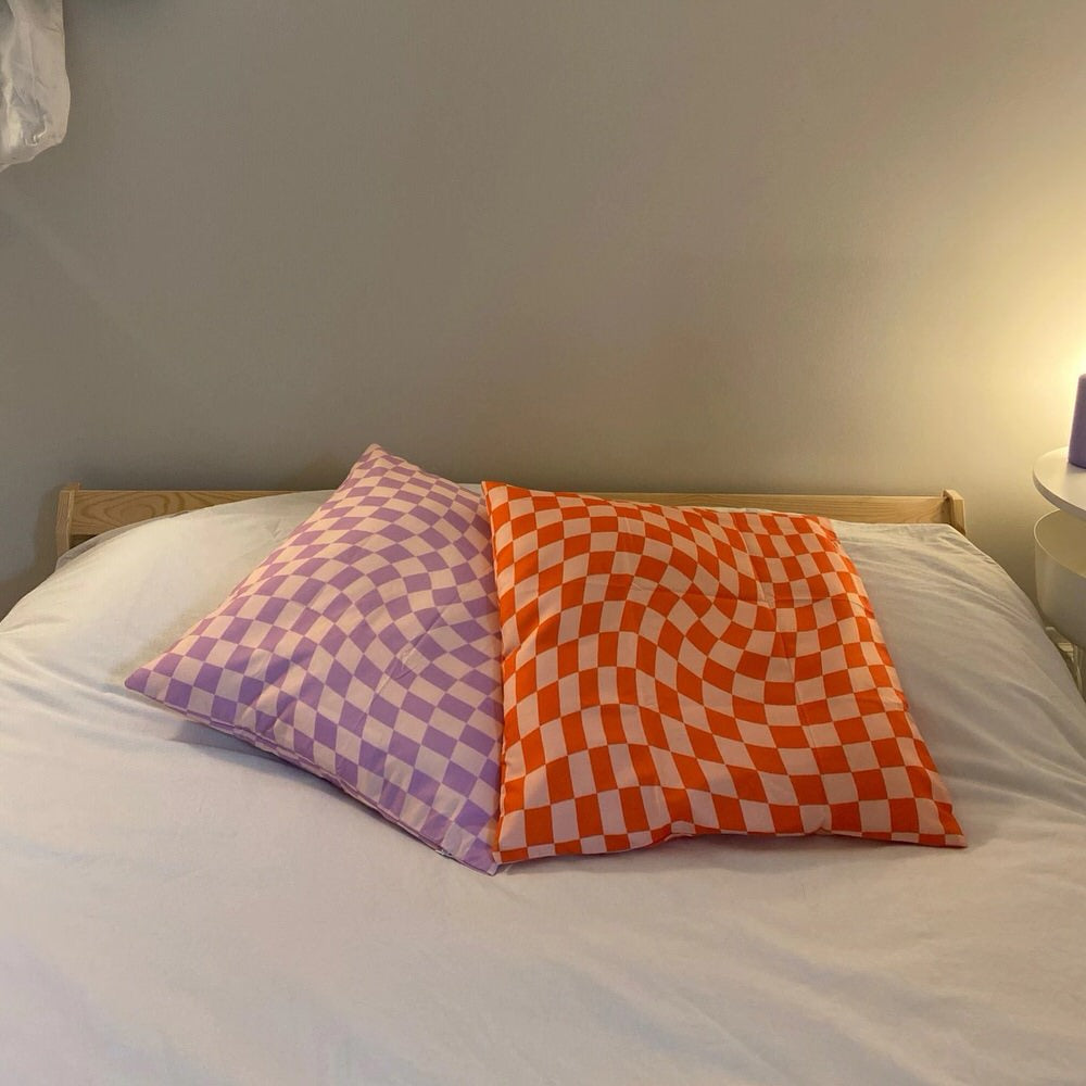 checkered purple pillowcase indie room aesthetic decor roomtery