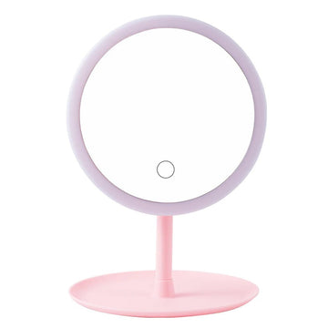 aesthetic room halo pink round shape lightened mirror roomtery