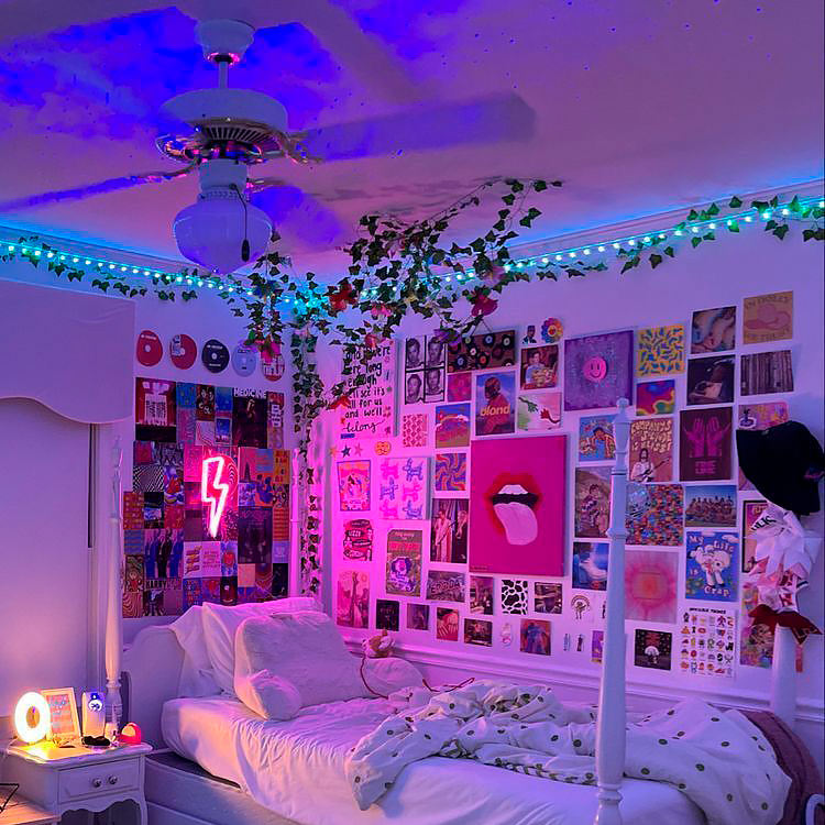 Boho room online with led lights