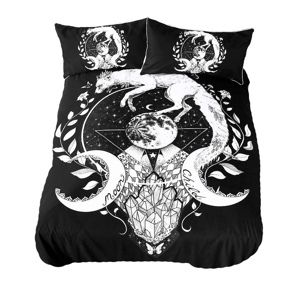 aesthetic bedroom moon child black and white moon bedding set roomtery