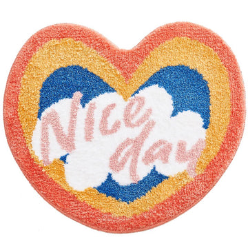 heart shaped pastel rainbow color fluffy bath rug nice day print roomtery